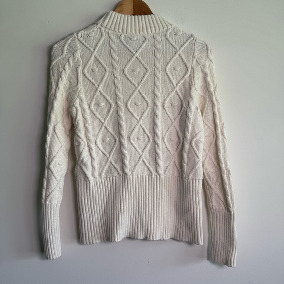 Burgess white cable knit heavy cotton crewneck sweater size small - Picture 6 of 6